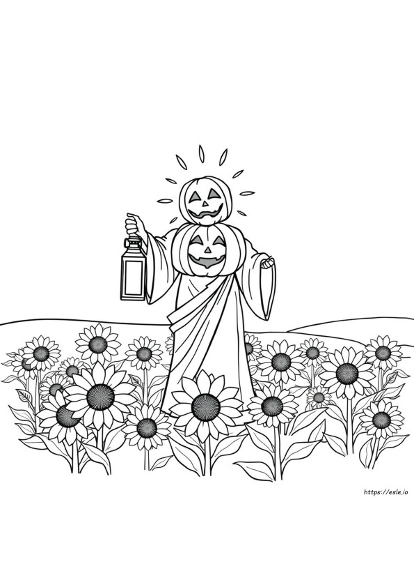 Coloriage Jésus Citrouille
