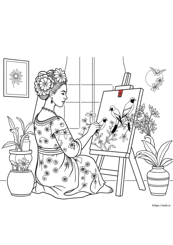 Gambar Mewarnai Seni Frida Kahlo