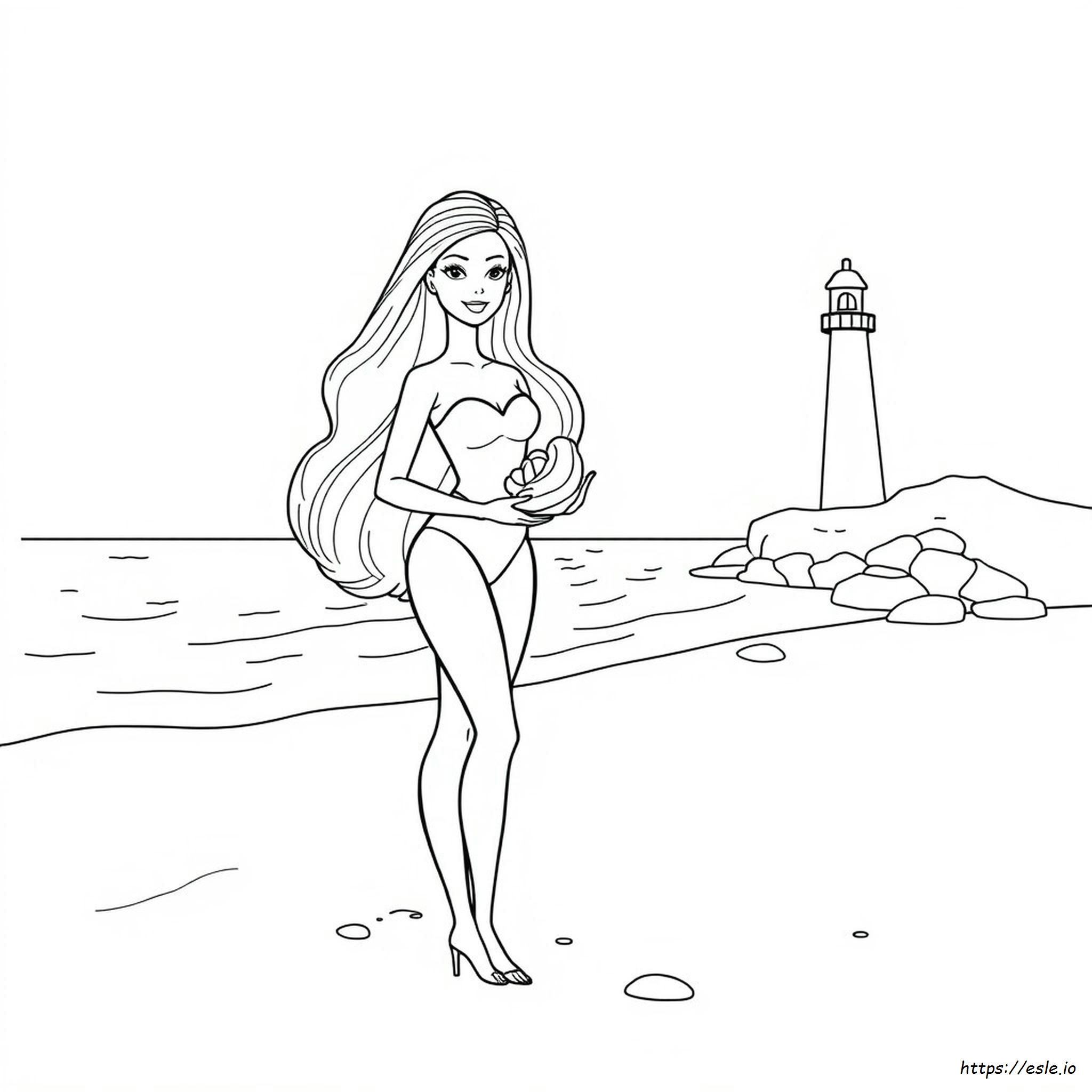 Gambar Mewarnai Barbie Mudah