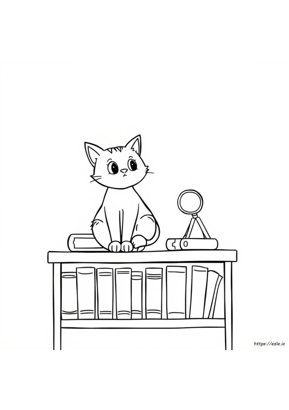 Dewey The Library Cat Coloring Page