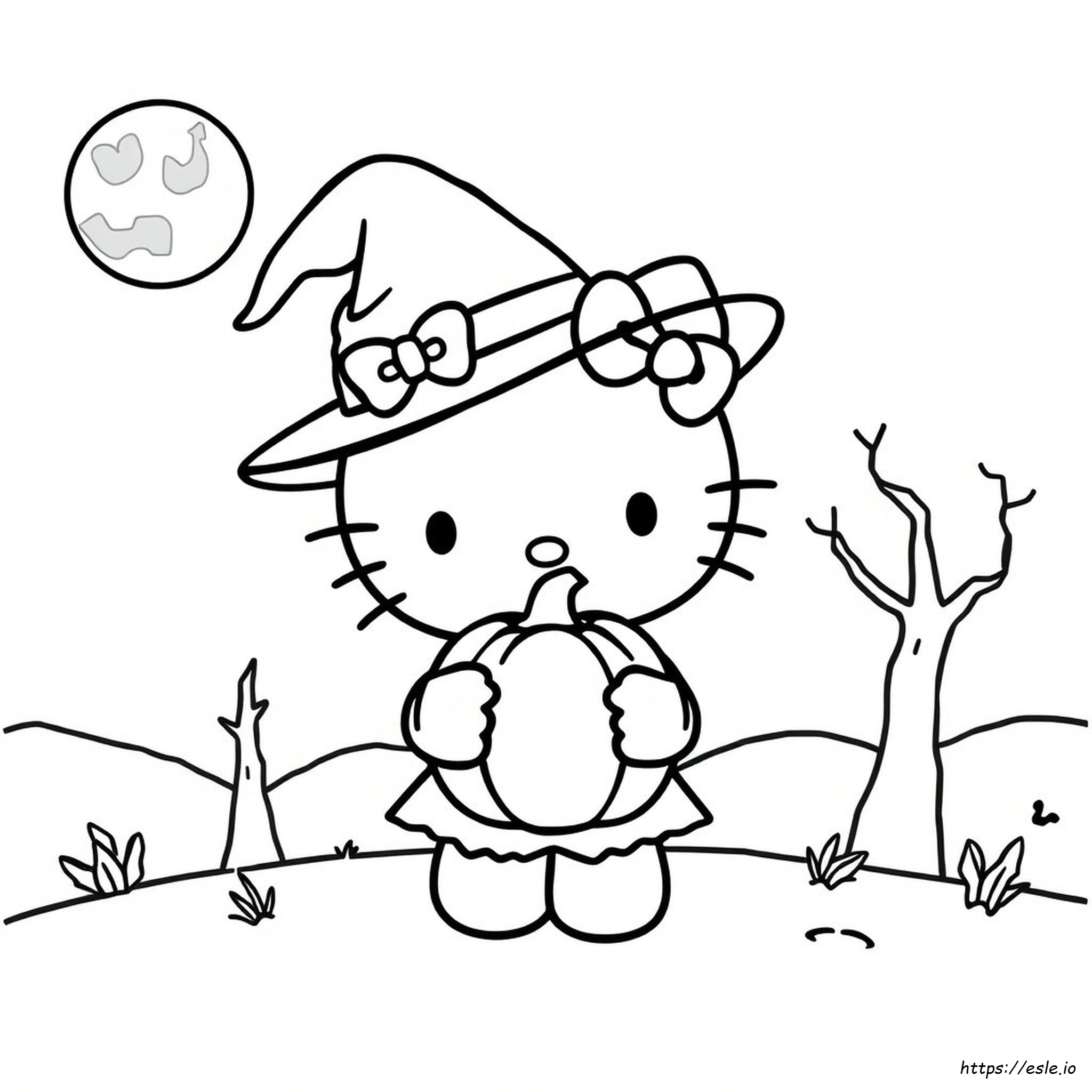 Hello Kitty Halloween Coloring Page Printable