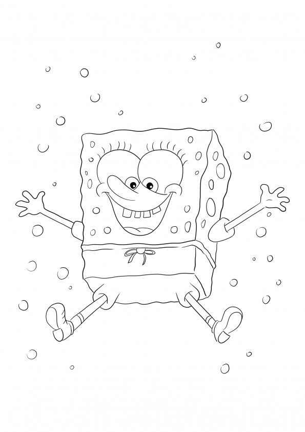 Happy dancing SpongeBob Squarepants is free to print or download coloring sheet