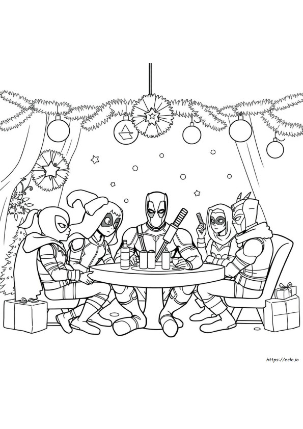Kolorowanka Deadpool Na Boże Narodzenie