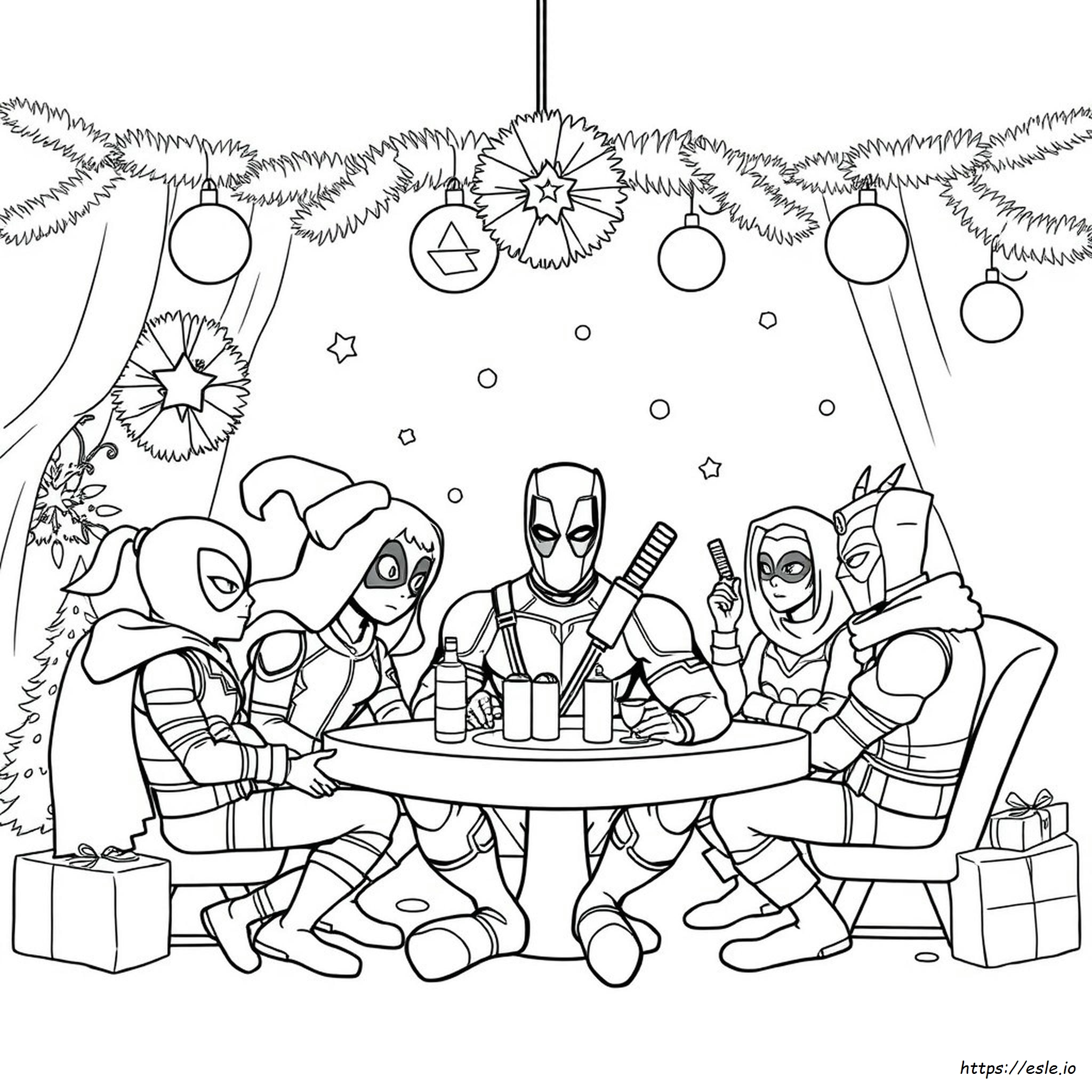 Deadpool Christmas Coloring Page