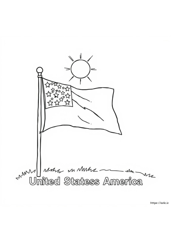 Bendera Amerika Gambar Mewarnai Untuk Taman Kanak-Kanak