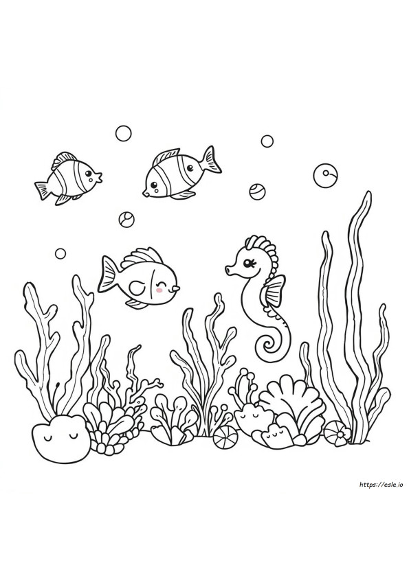 Desene De Colorat Cu Animale Marine Kawaii
