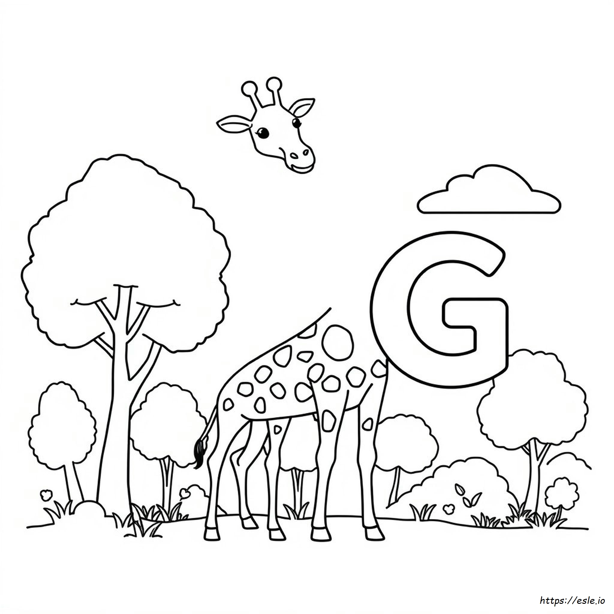 G Is For Giraffe Coloring Page