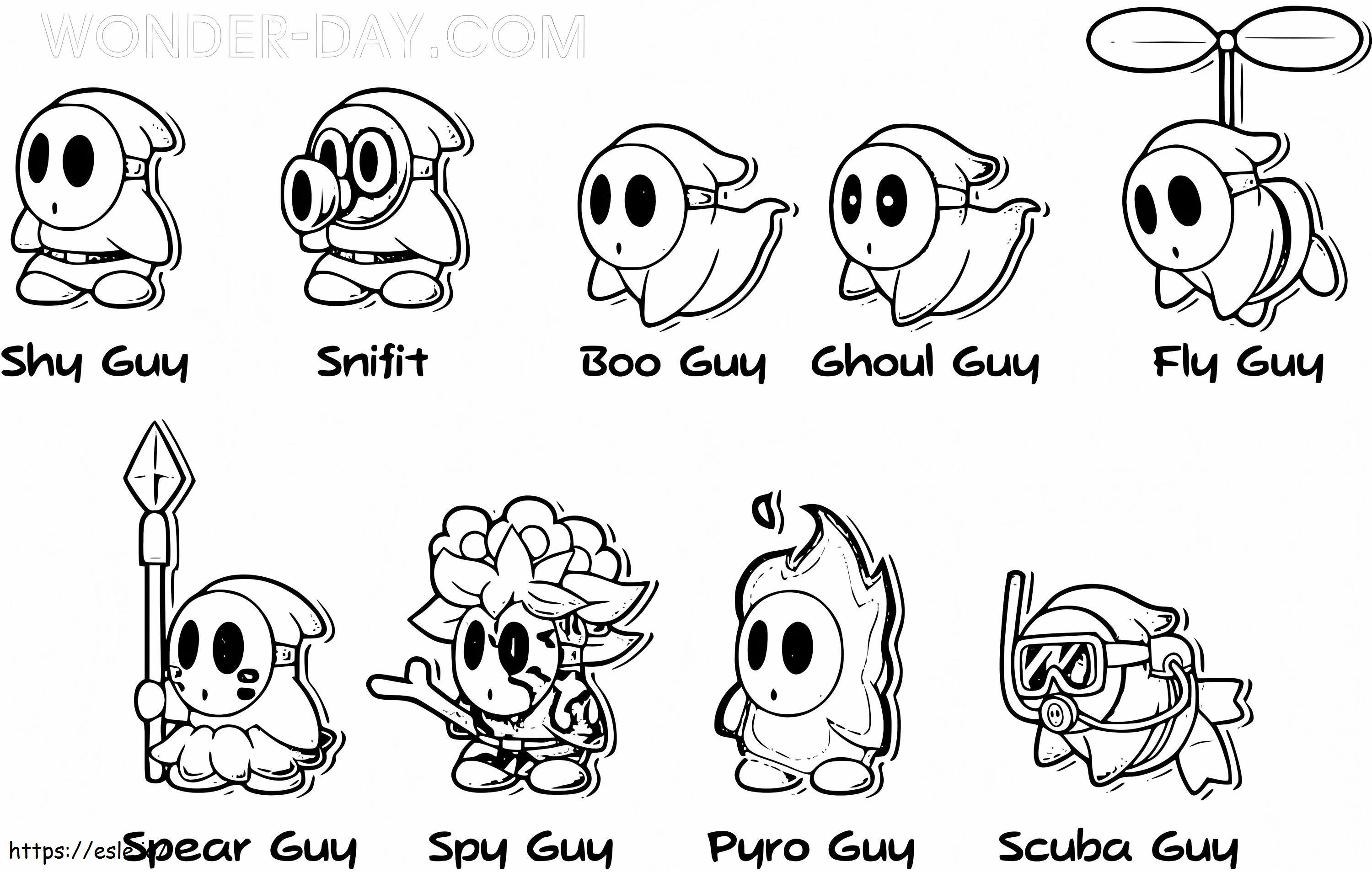 Shy Guys Mario coloring page