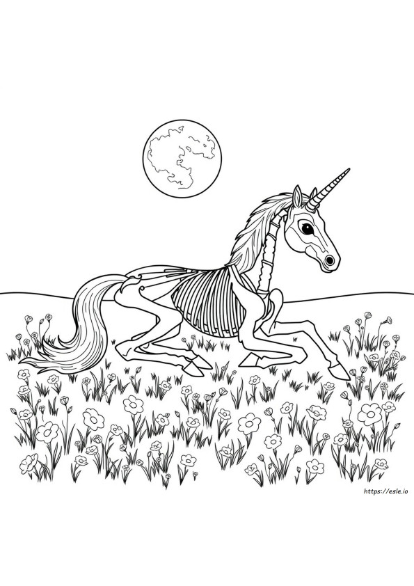 Gambar Mewarnai Unicorn Tengkorak
