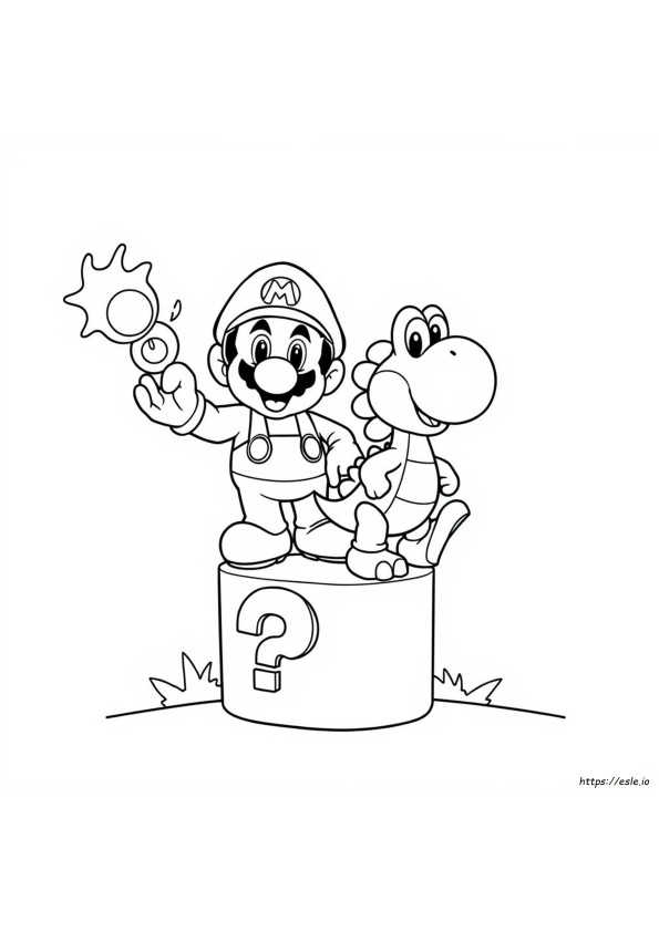 Super Mario And Yoshi Coloring Pages