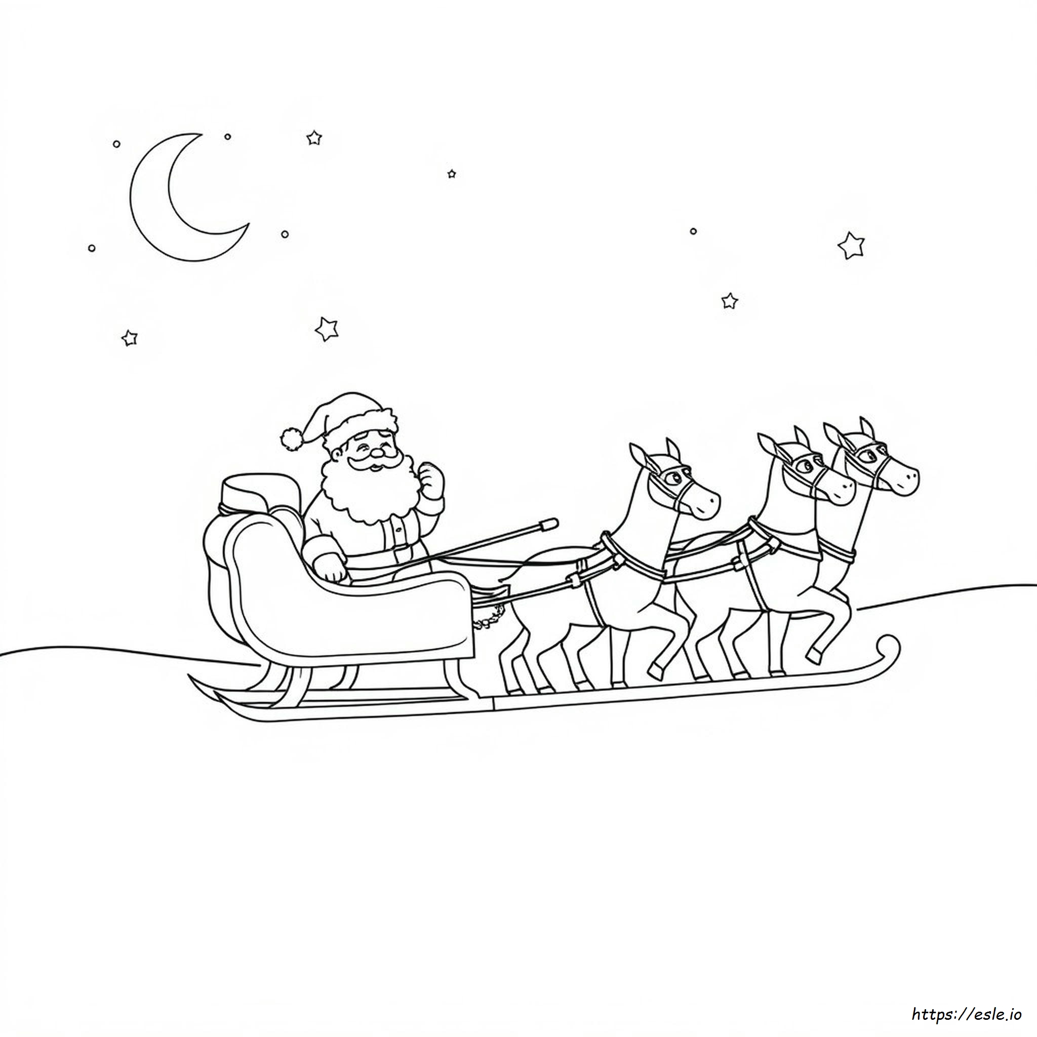 Santa On Sleigh Coloring