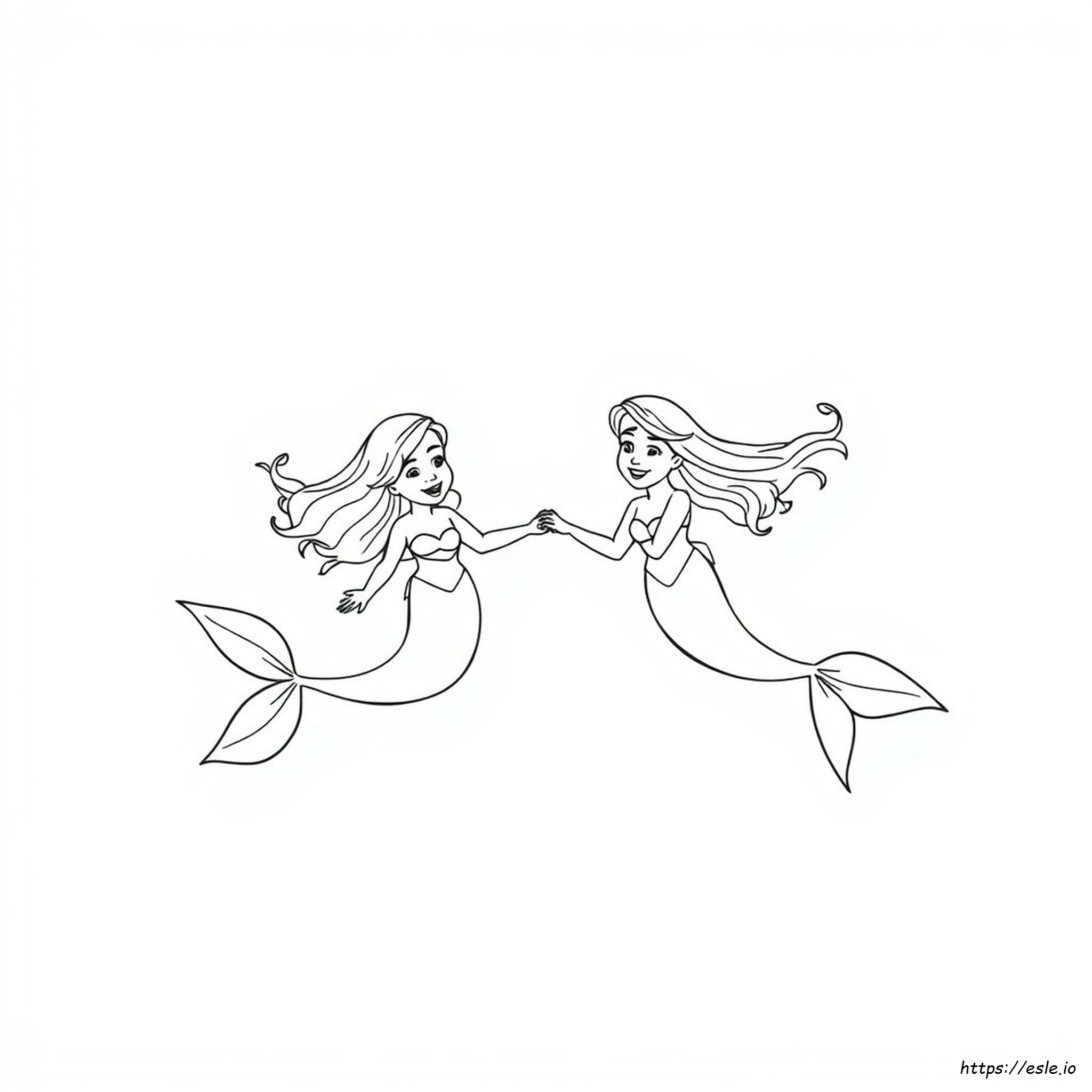 Two Mermaids Coloring Page