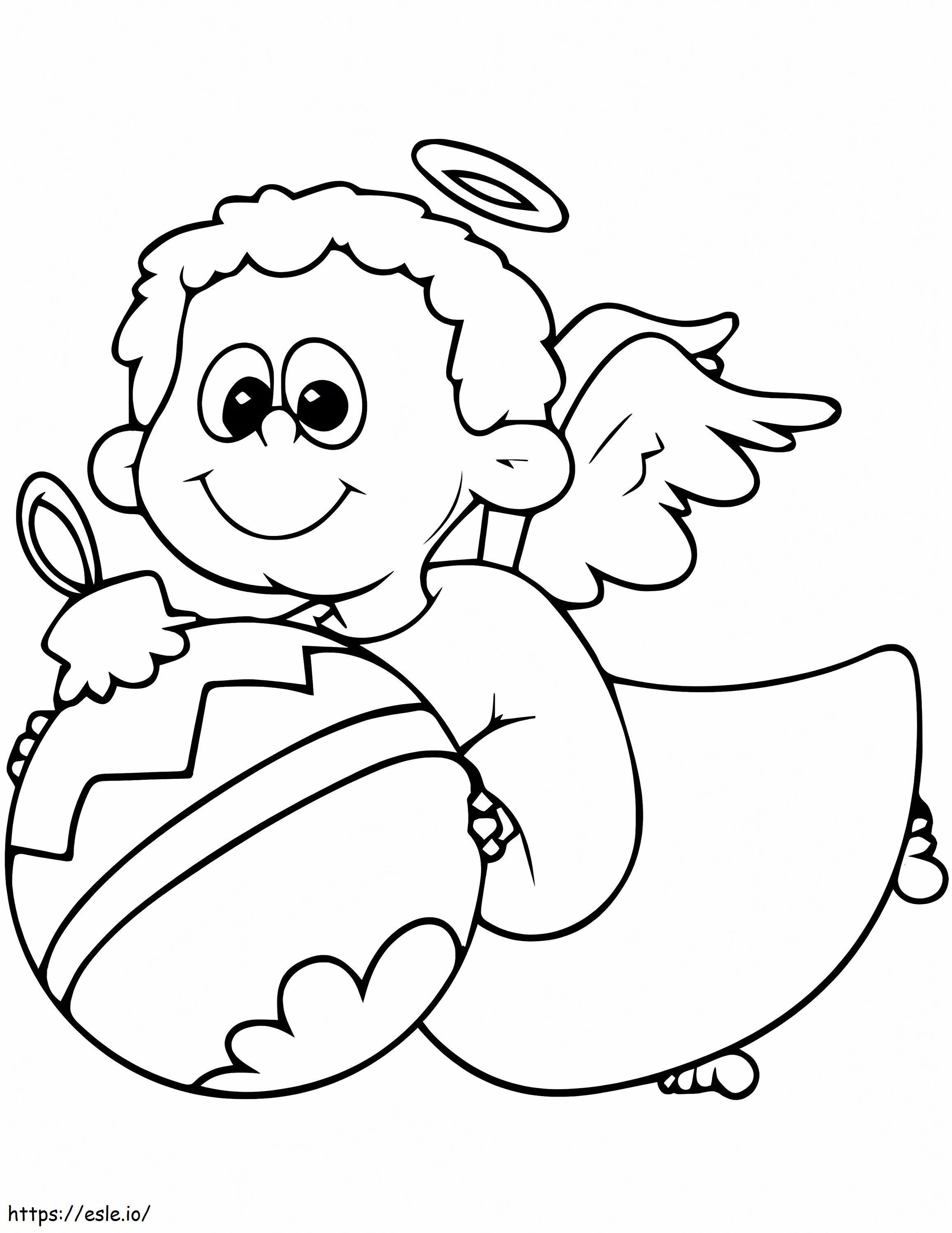 Angel With A Christmas Ball coloring page