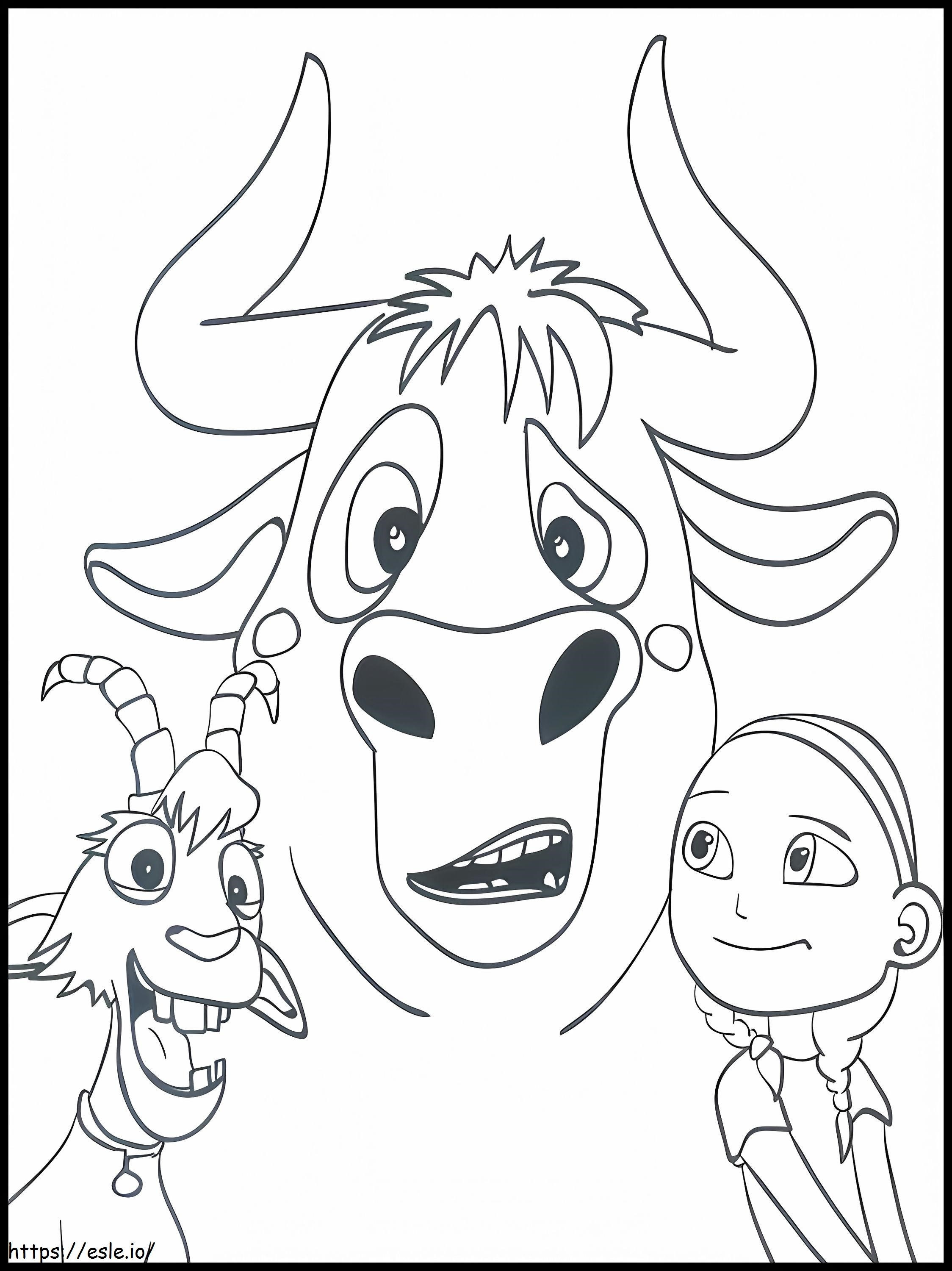 Ferdinand With Lupe And Nina A4 coloring page