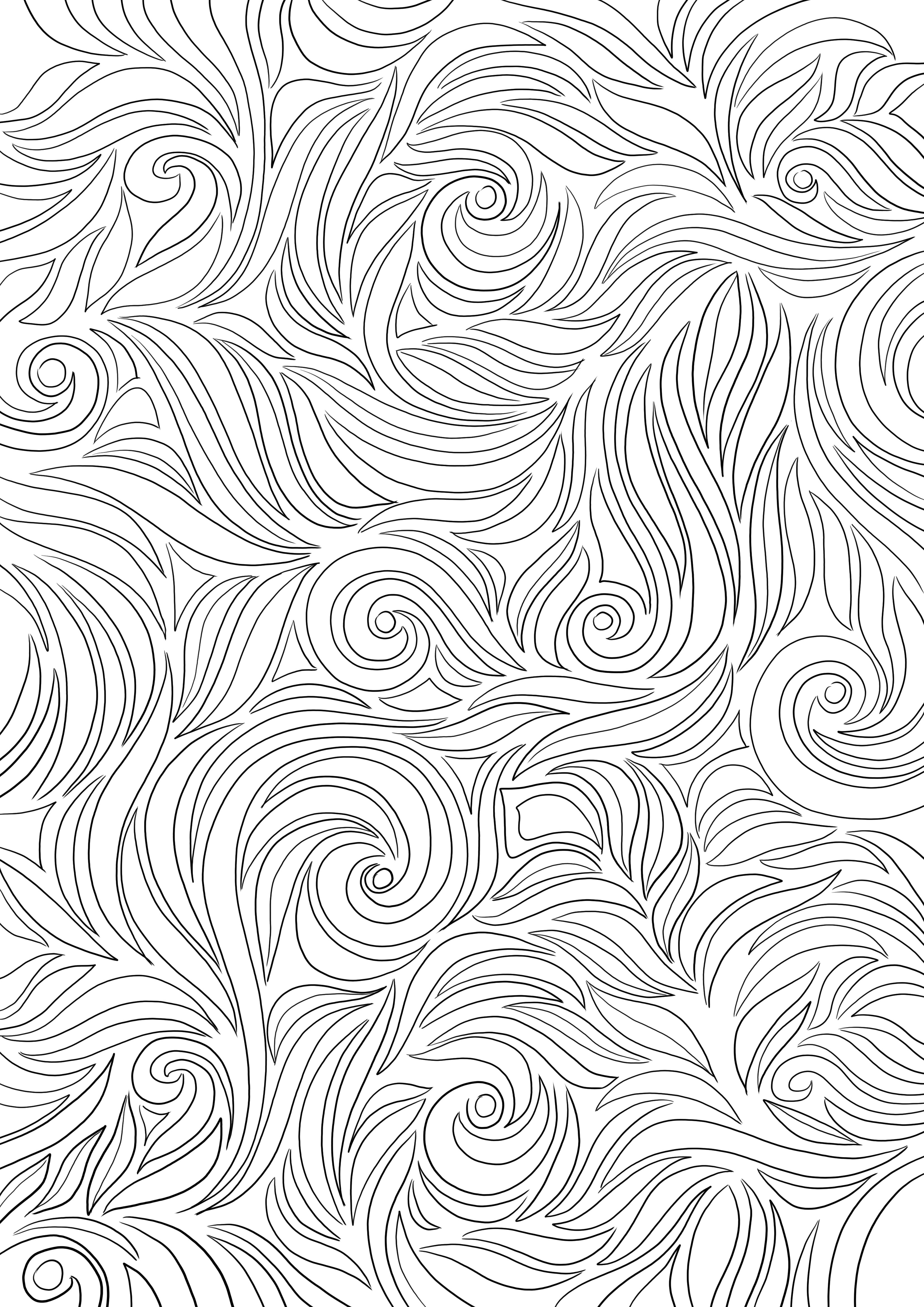 Swirl Pattern free coloring and printing image- perfect way to learn about arts