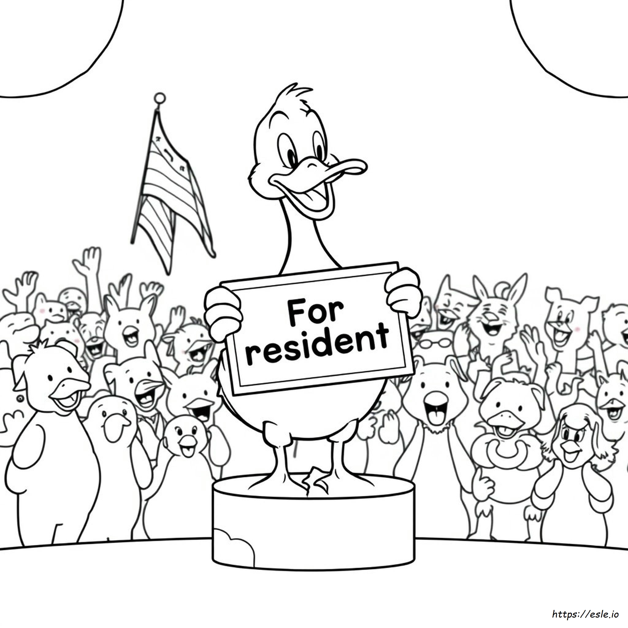 Duck For President Coloring Page Free