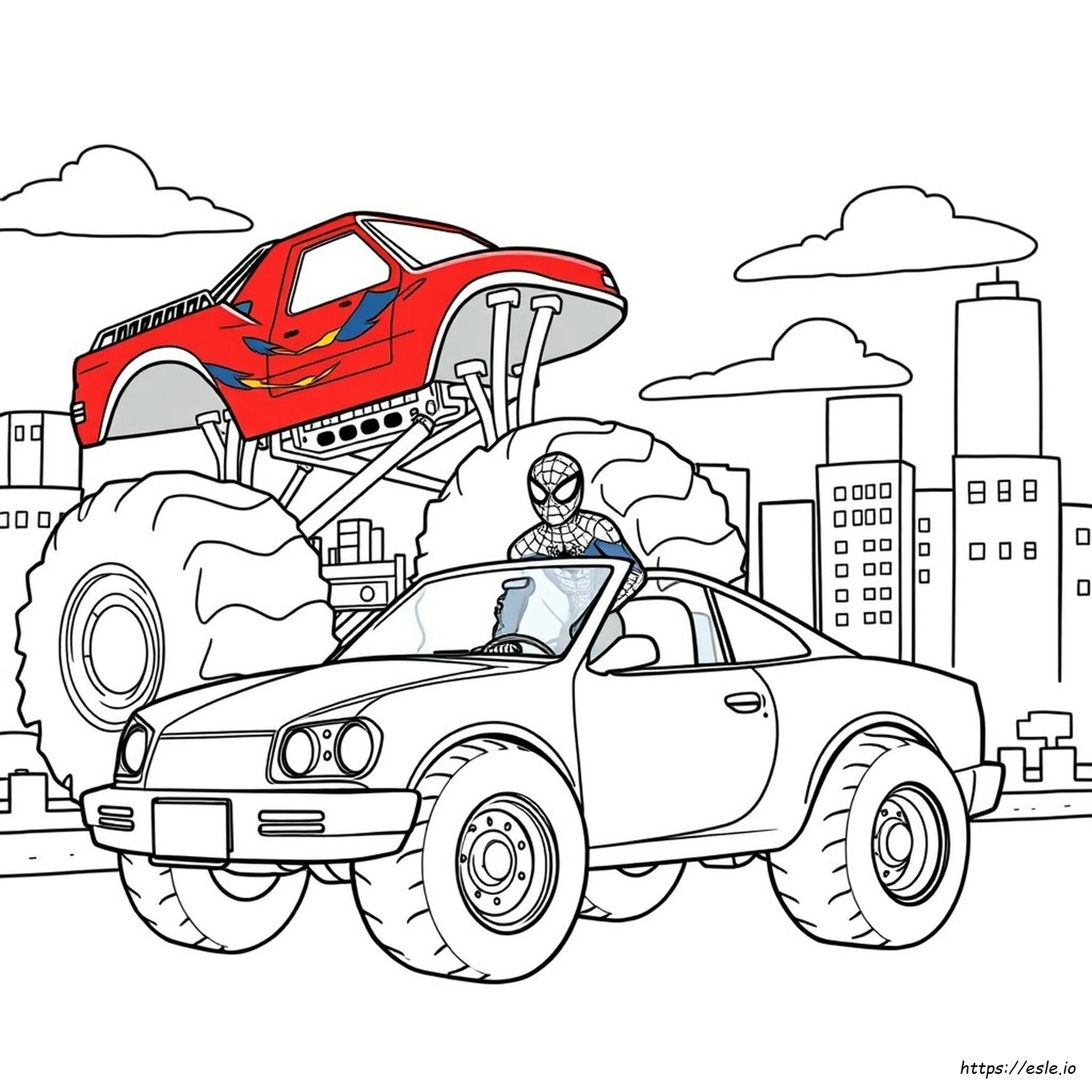 Macchina Spiderman Monster Truck: Disegni Da Colorare
