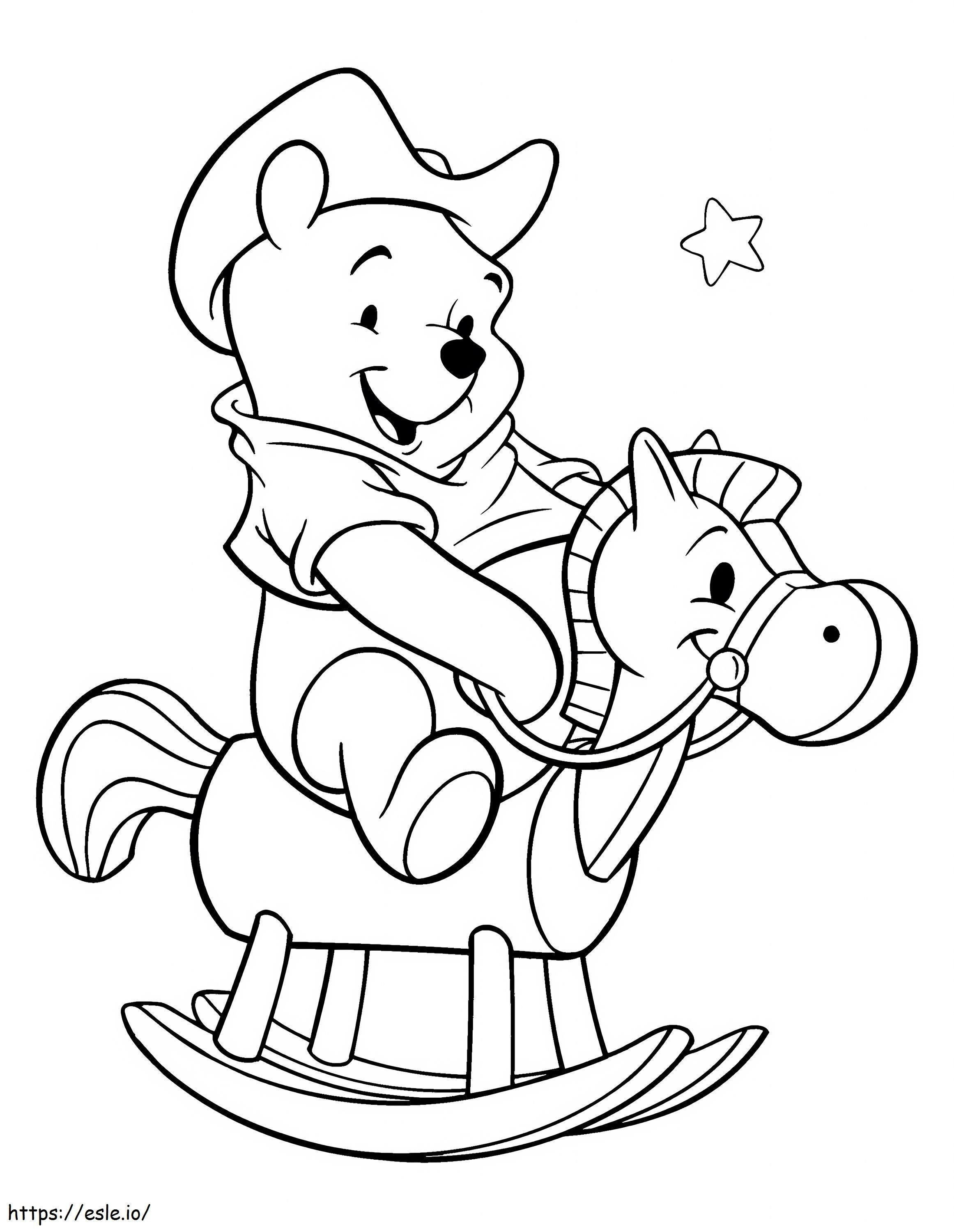  Pooh Playing Wooden Rocking Hourse A4 Scaled 2 para colorir
