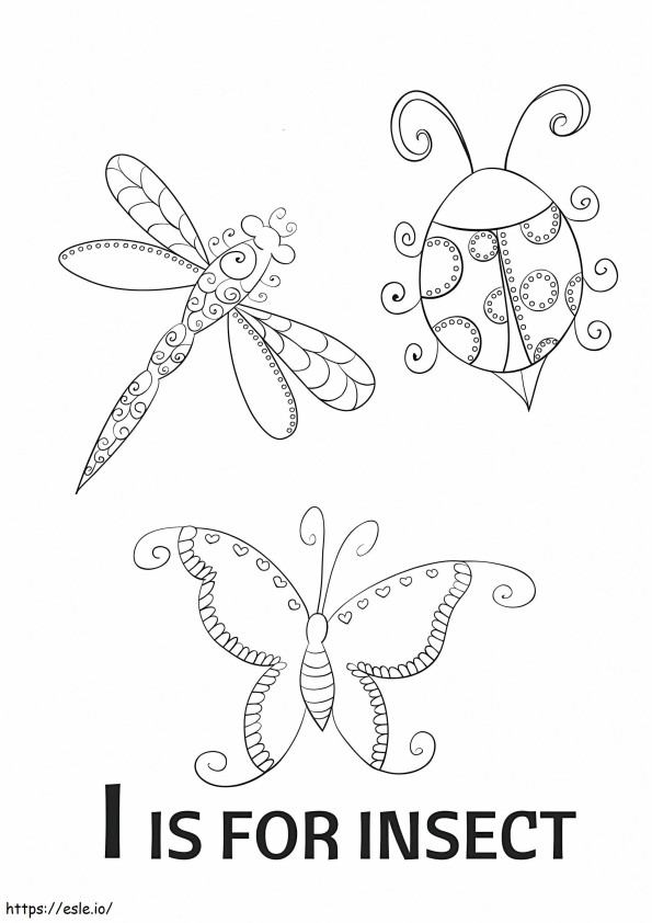 Coloriage I est pour les insectes à imprimer dessin