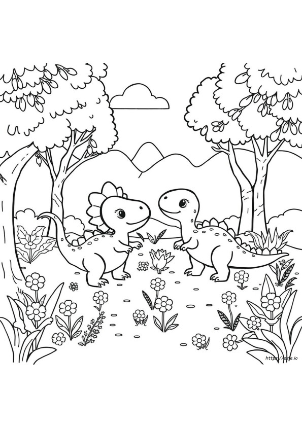 Sevimli Dinozorlar Boyama Sayfaları