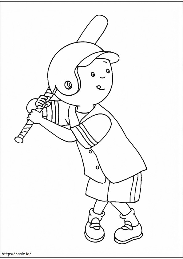 Caillou Playing Baseball A4 coloring page