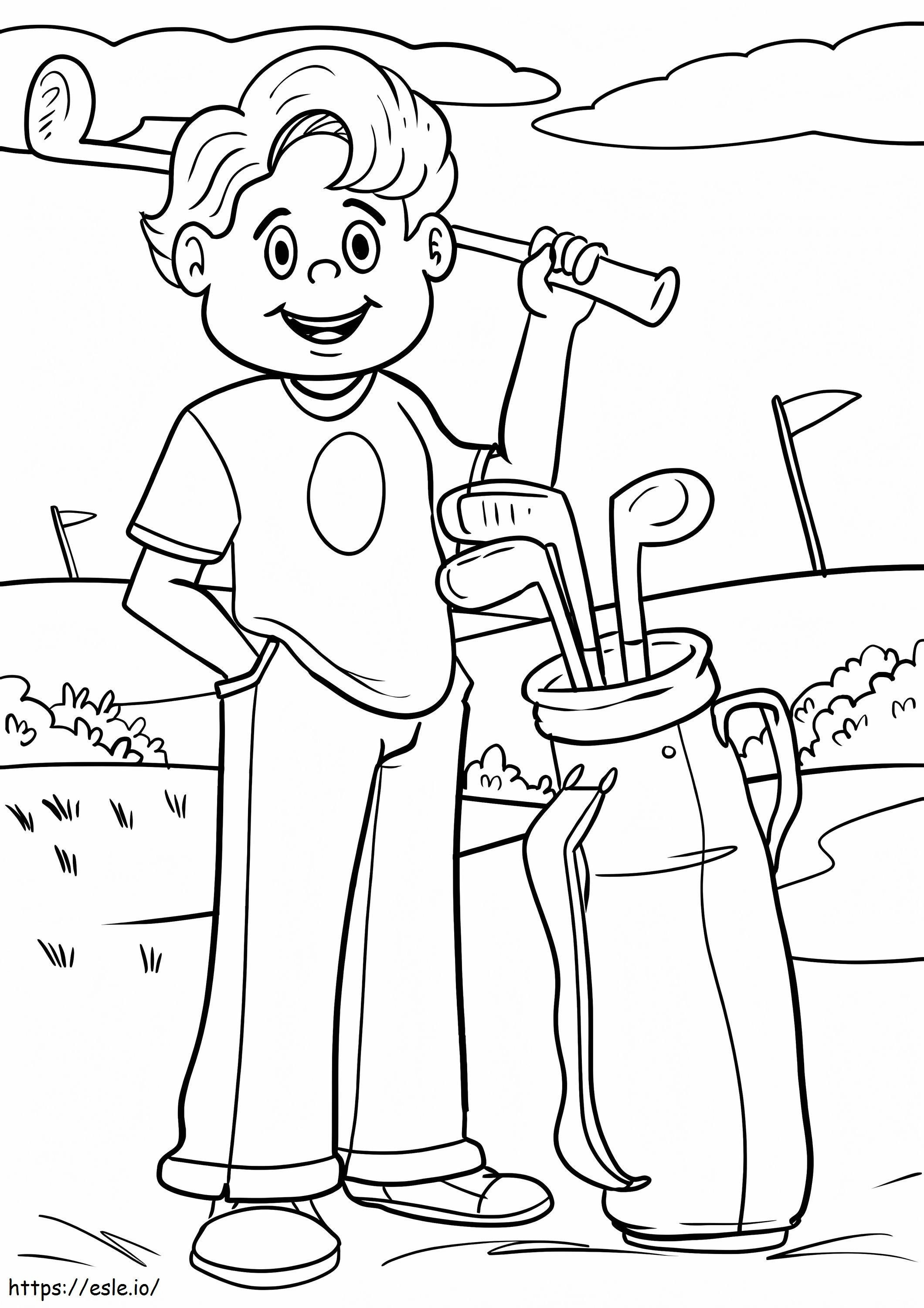 Young Guy Playing Golf coloring page