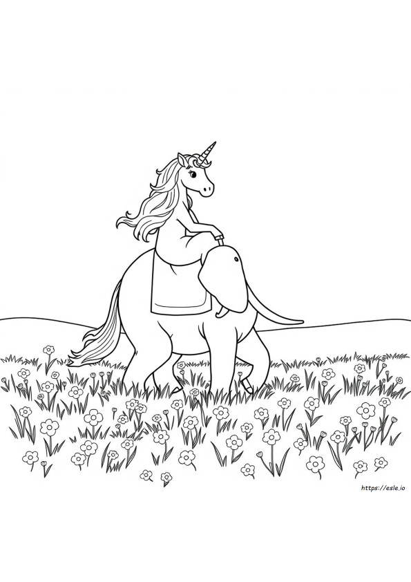 Unicornio Elefante Páginas Para Colorear