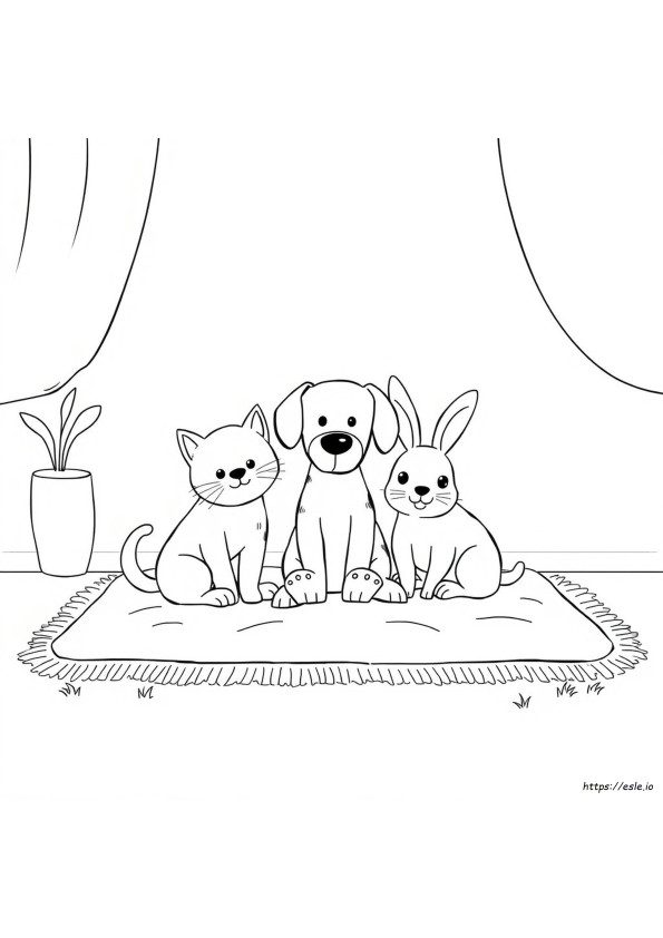ぬりえ 無料: 可愛いペットの動物たち 塗り絵