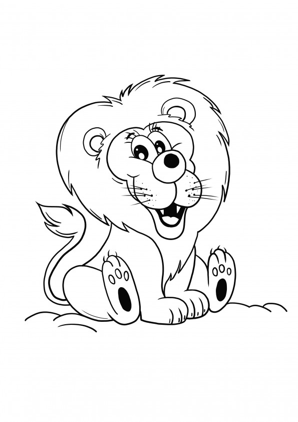 Page de lion heureux à colorier