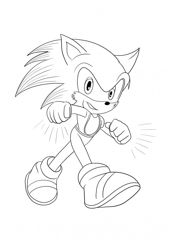 Sonic pointing finger-free printing and coloring image for kids