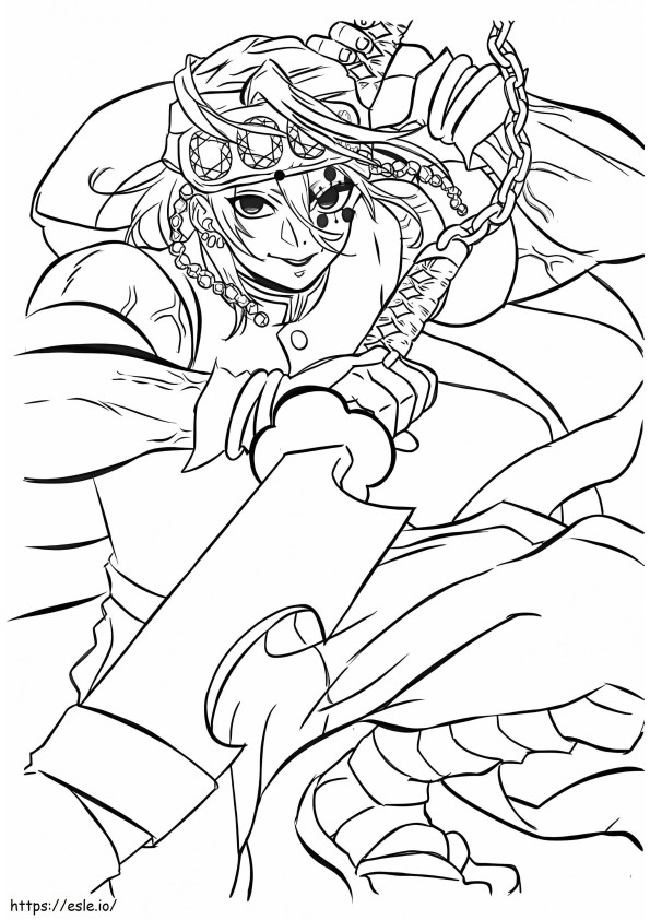 Right Uzui Action coloring page