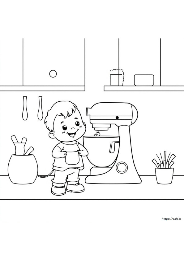 幼児向けぬりえ：スタンドミキサー (印刷可能)