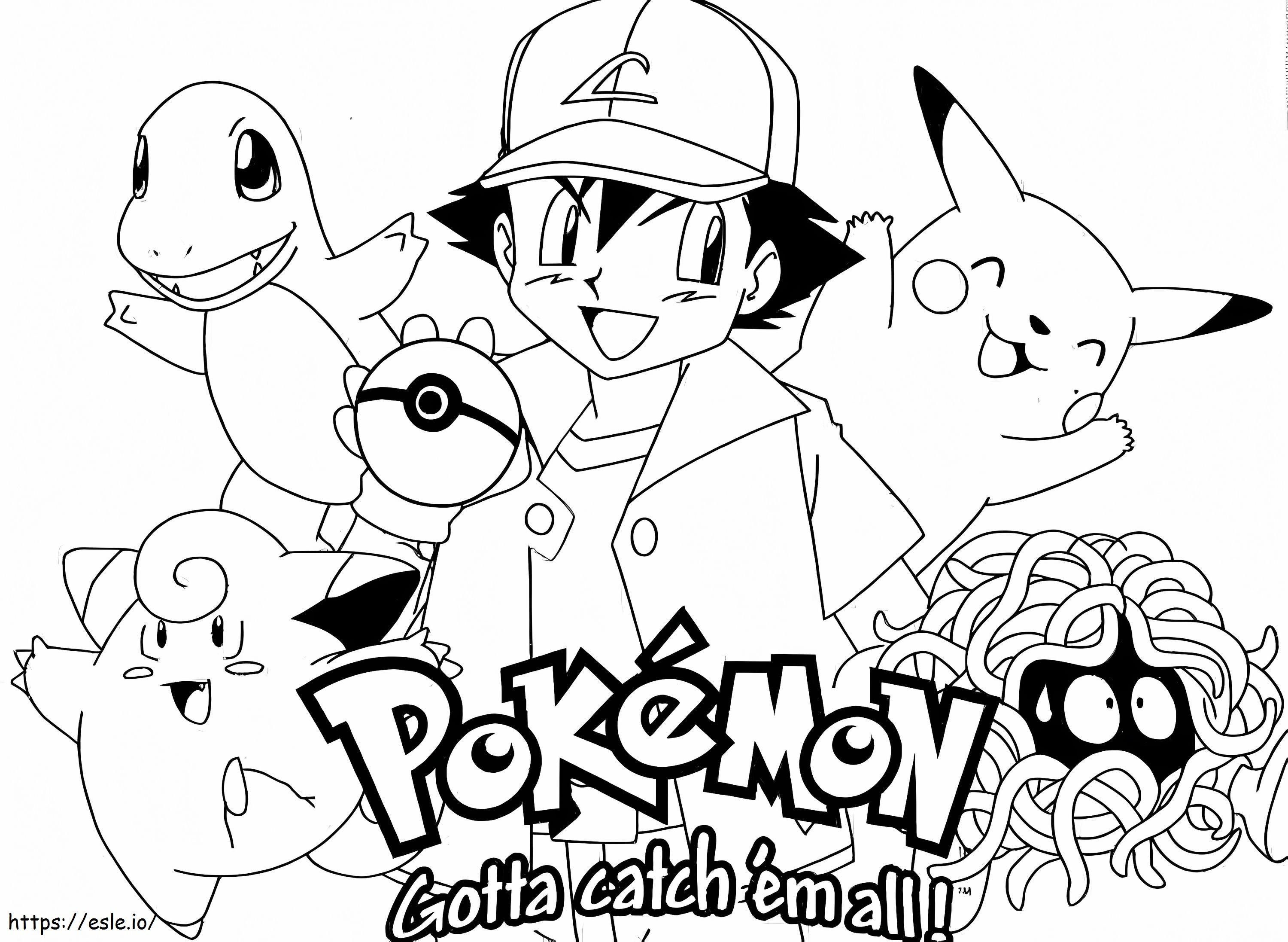 Coloriage Pokéball et Pokémon à imprimer dessin