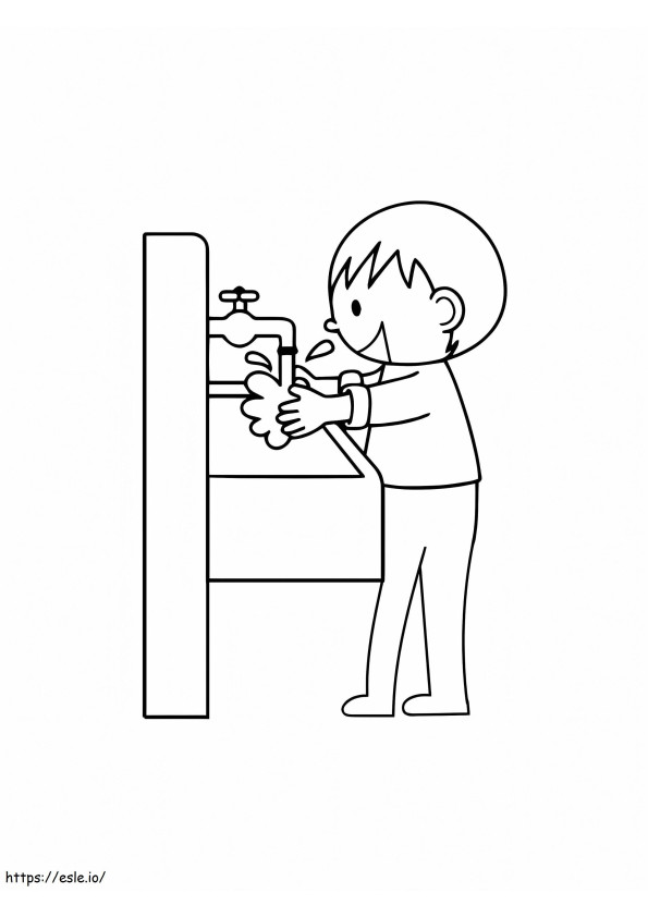 Boy Washing Hands coloring page