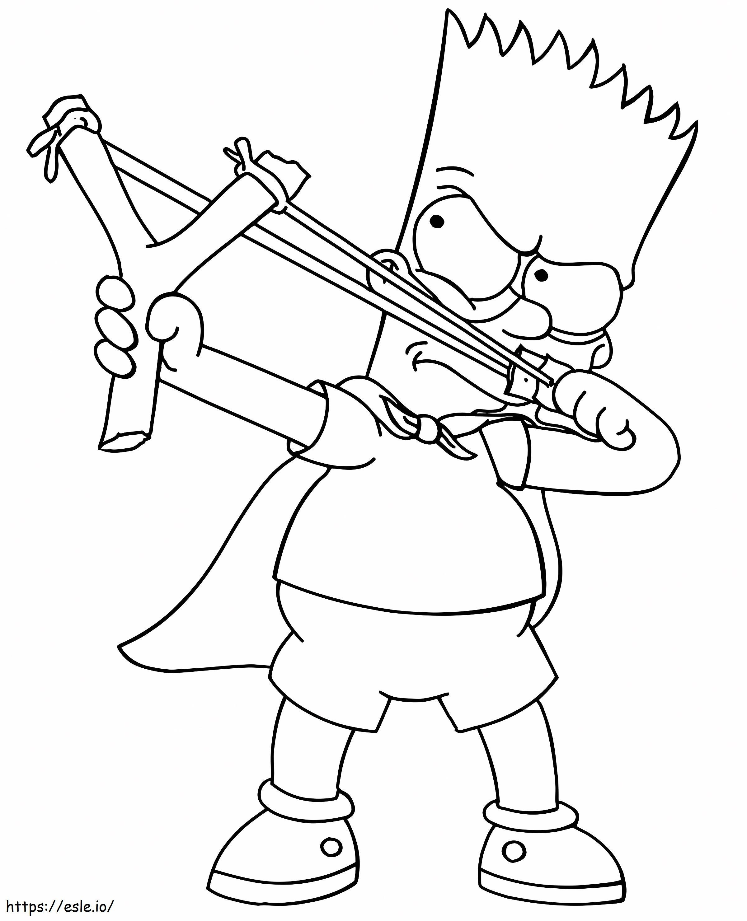 Bart Simpson com estilingue para colorir
