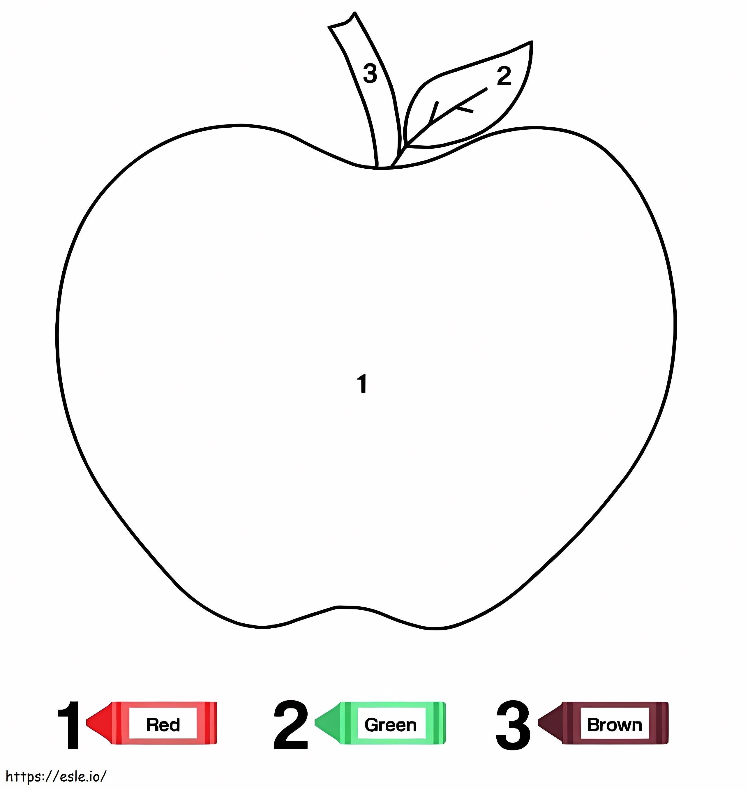 Apple Fruit Kleur op nummer kleurplaat kleurplaat