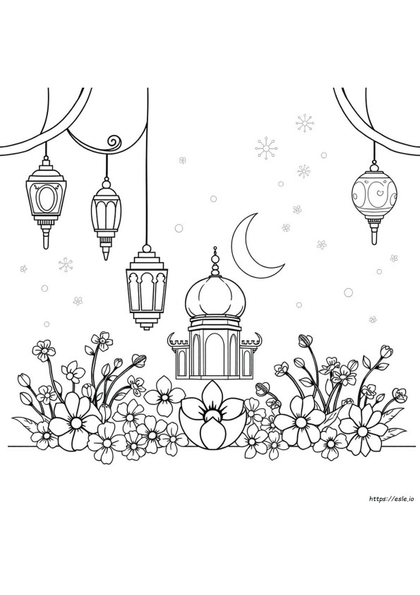 Eid Mubarak Üdvözlőkártya Színező