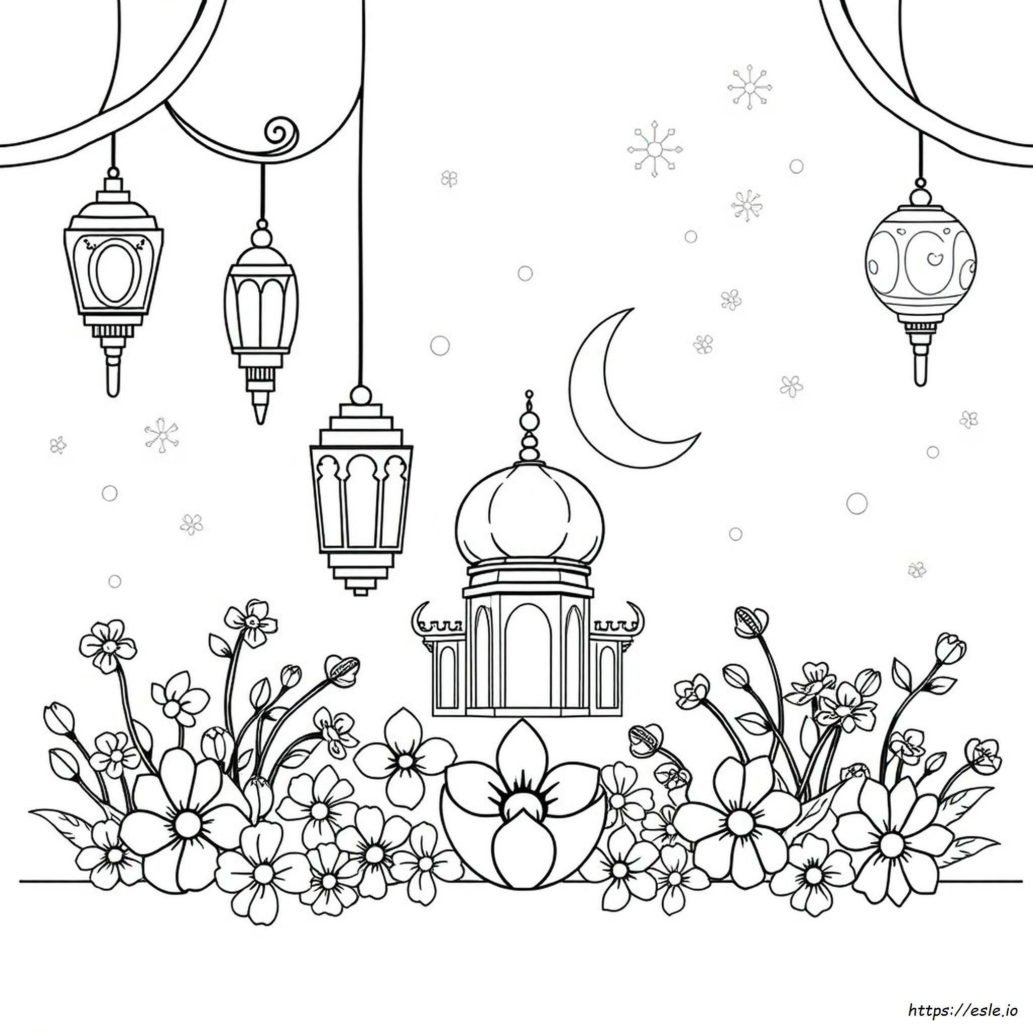 Card Eid Mubarak Coloring Pages