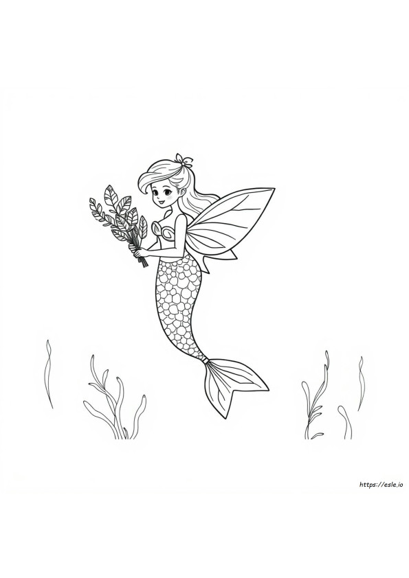 羽つき人魚の塗り絵