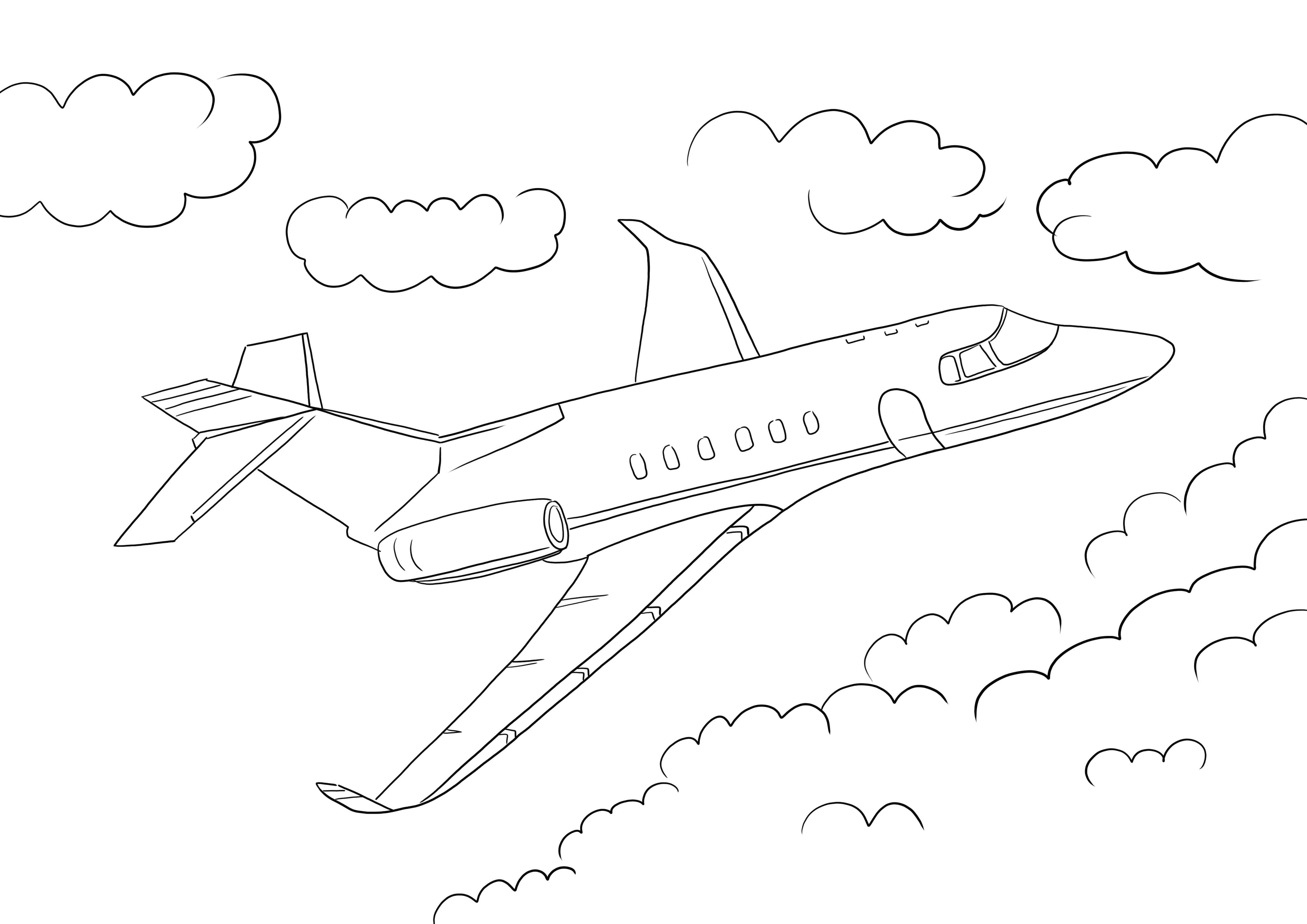 Easy Jet Airplane は、すべての年齢の子供向けに無料で印刷およびカラー シートを作成できます