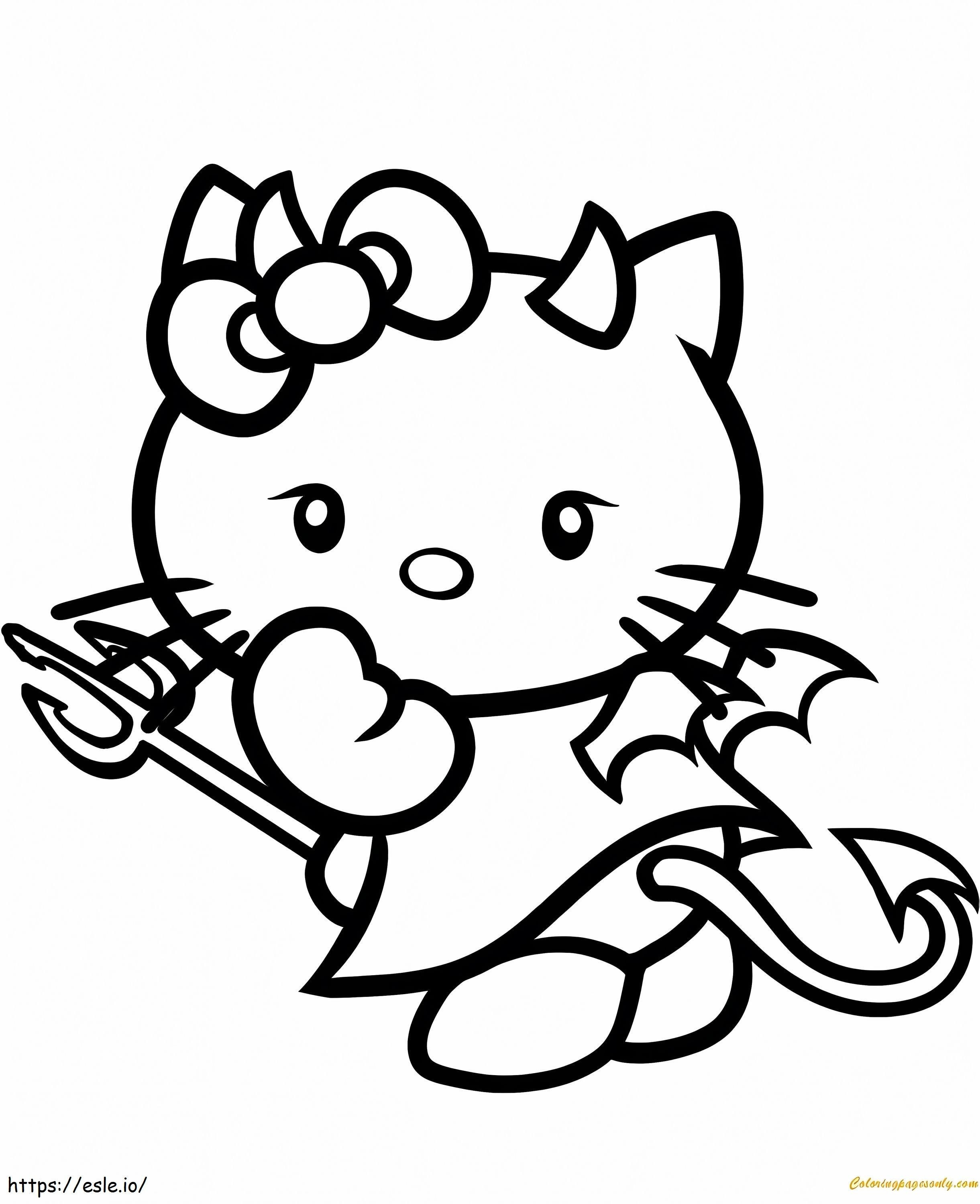 Coloriage Bonjour Kitty Diable à imprimer dessin