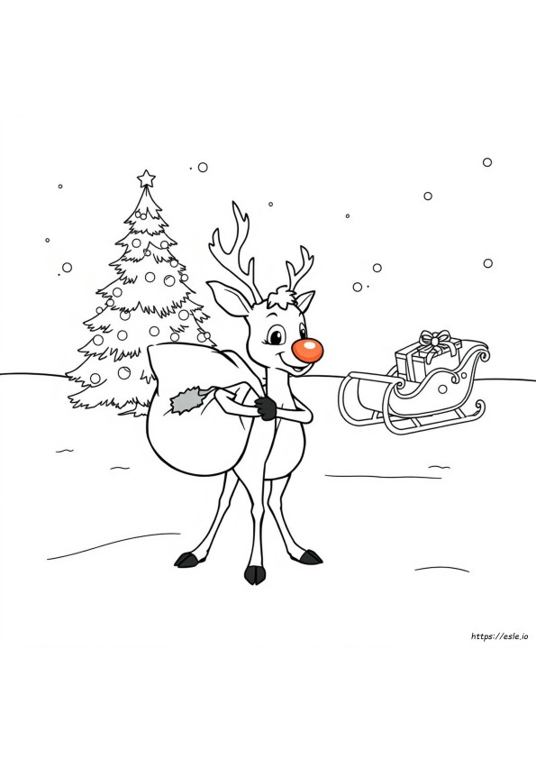 Rudolph The Red Nosed Reindeer Colouring Page