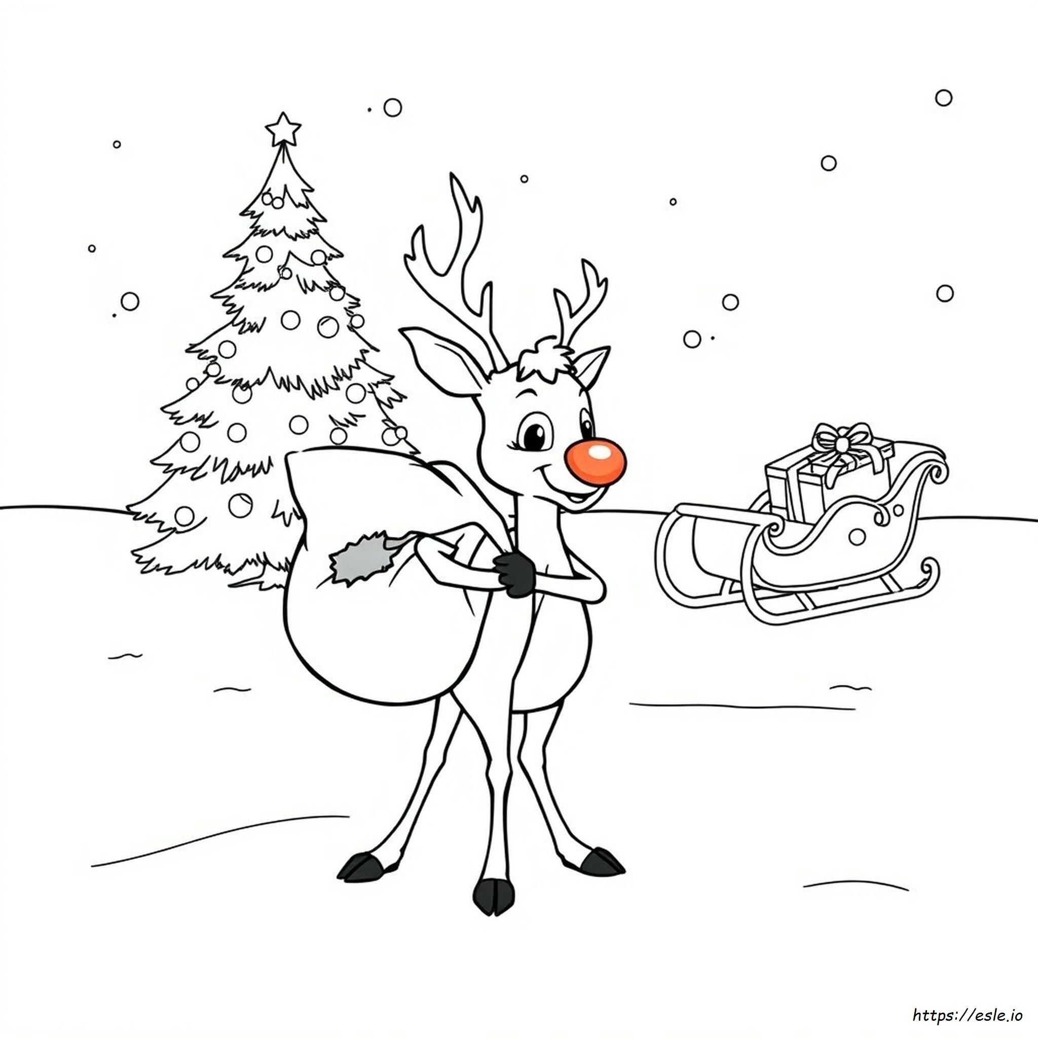 Rudolph The Red Nosed Reindeer Colouring Page