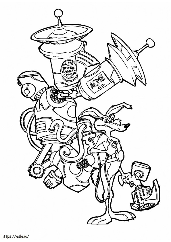 Wile E Coyote With Machine coloring page