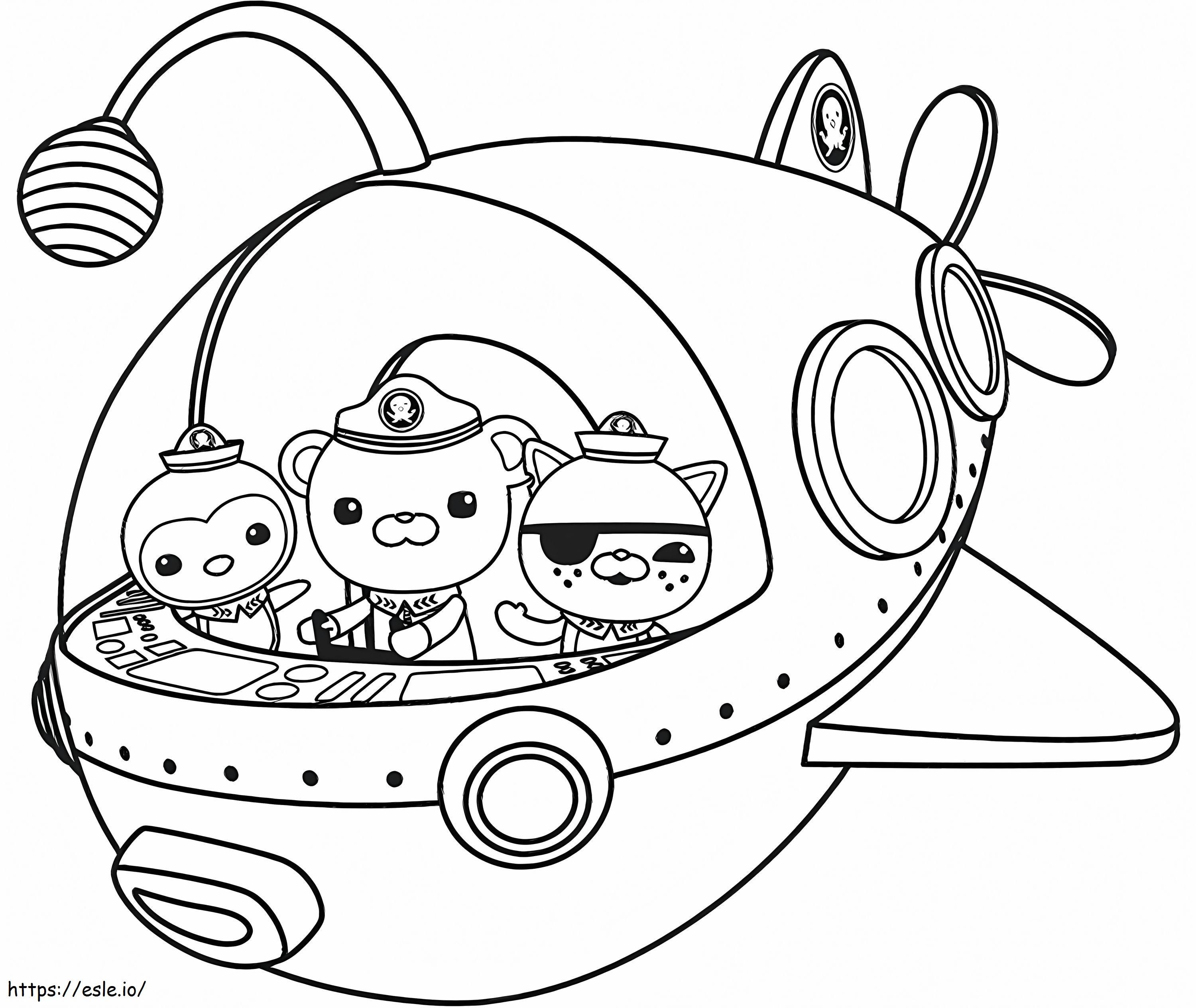 Desenho de Kwazii e Capitão Peso no Navio para Colorir