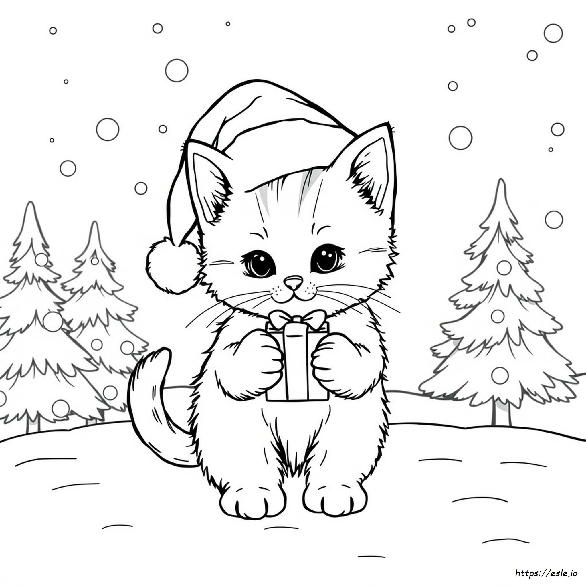 Kitten Christmas Cat Coloring Pages