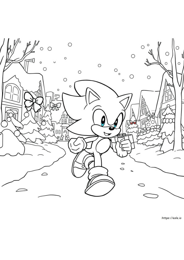 Sonic A Süni Karácsonyi Színező Oldalak