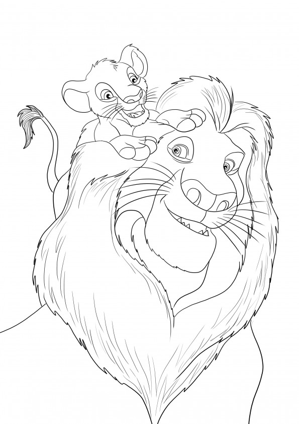 We offer free Simba and Mufasa coloring page to download or print