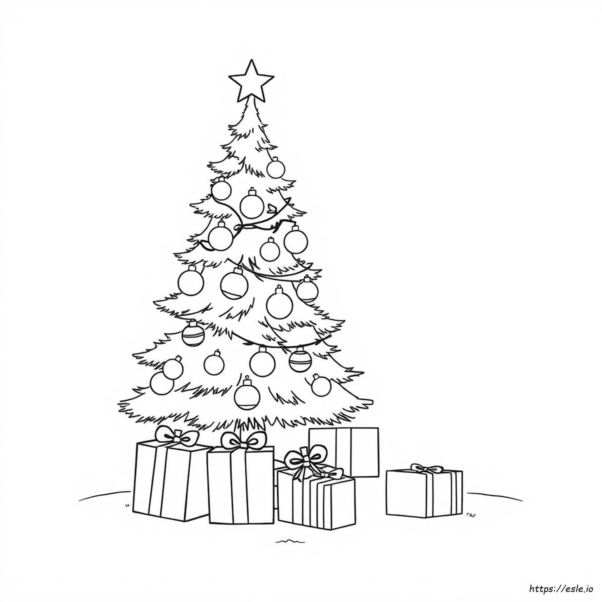 Christmas Tree With Presents Colouring