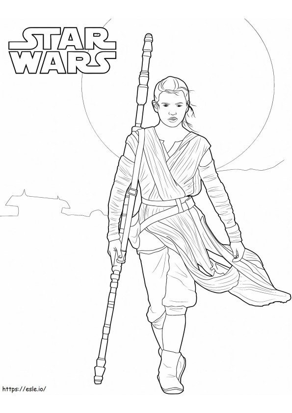 Coloriage  Rey dans Star Wars A4 à imprimer dessin